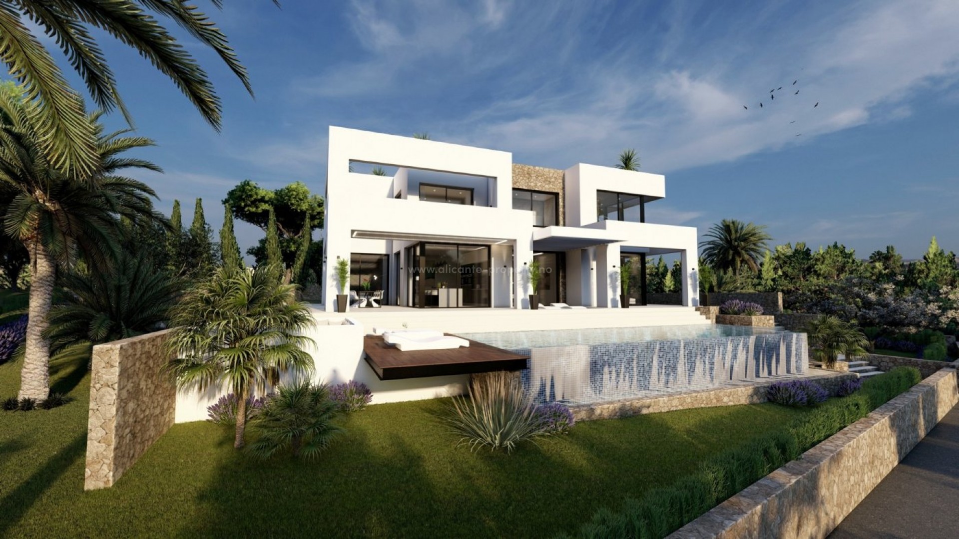 Luxury villa in Benissa with 4 bedrooms and 4 bathrooms, large infinity pool, terraces, complete quality throughout the house