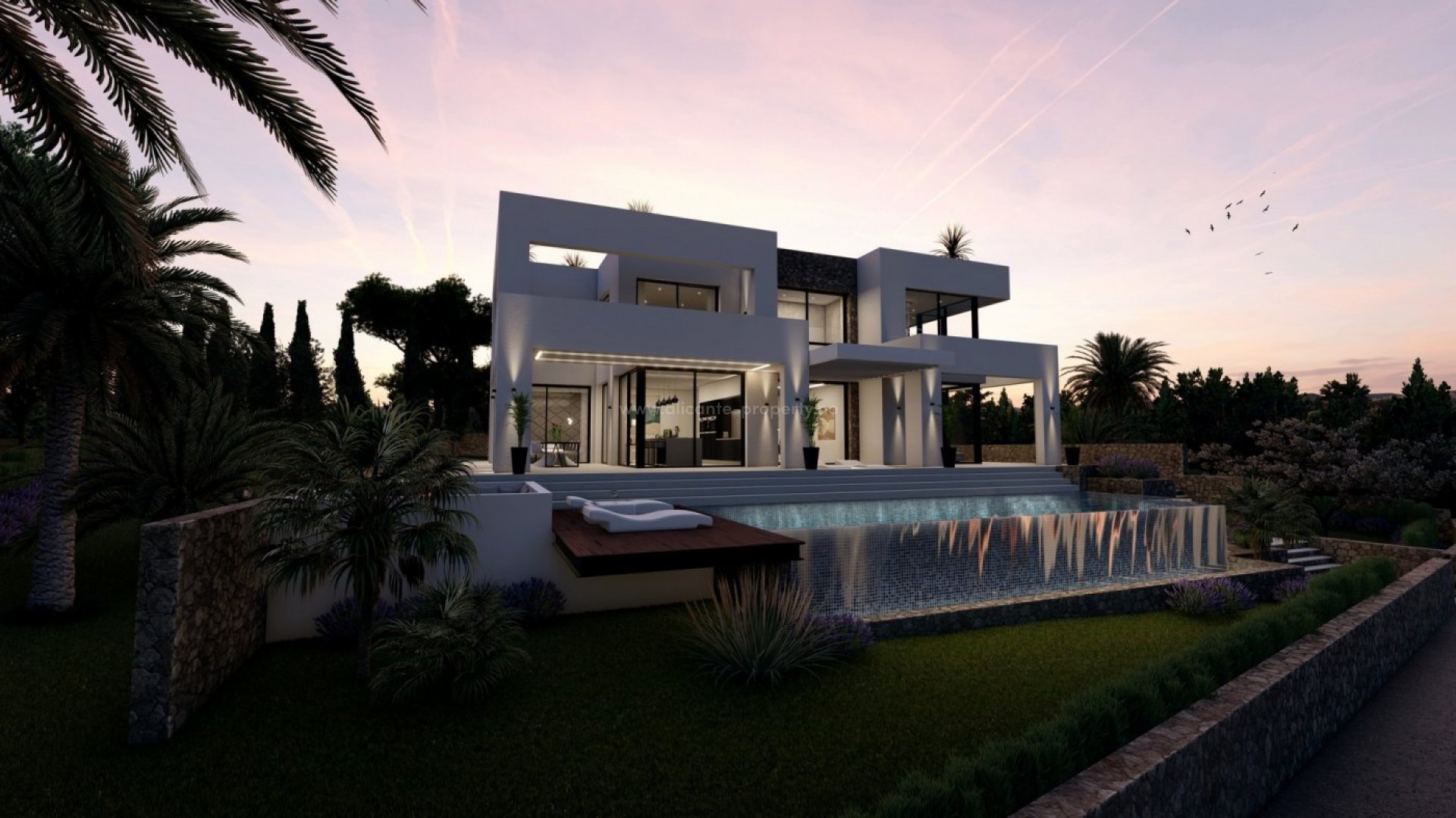 Luxury villa in Benissa with 4 bedrooms and 4 bathrooms, large infinity pool, terraces, complete quality throughout the house