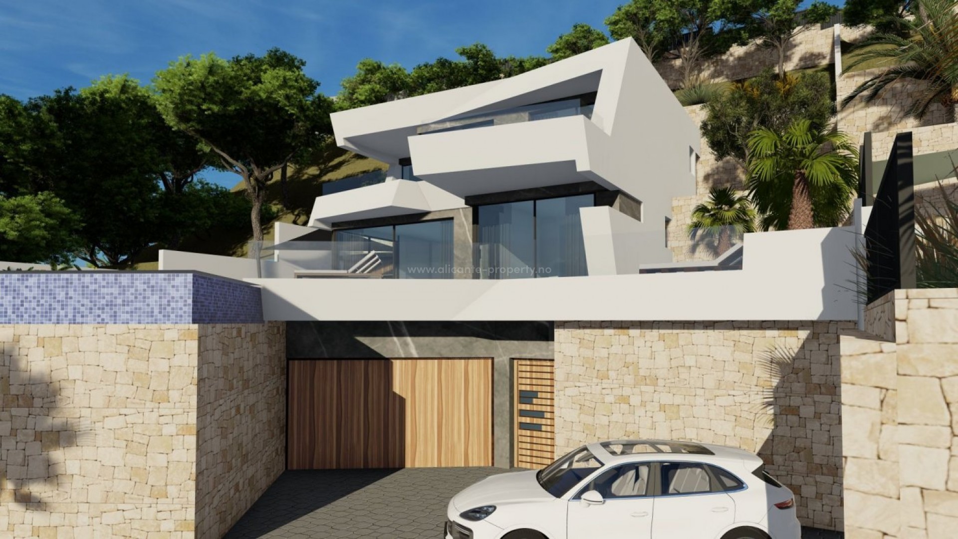 Luxury villa in Calpe with fantastic panoramic views, 4 bedrooms, 5 bathrooms, private garden with, air conditioning, lift, garage, parking, barbecue, veranda, jacuzzi