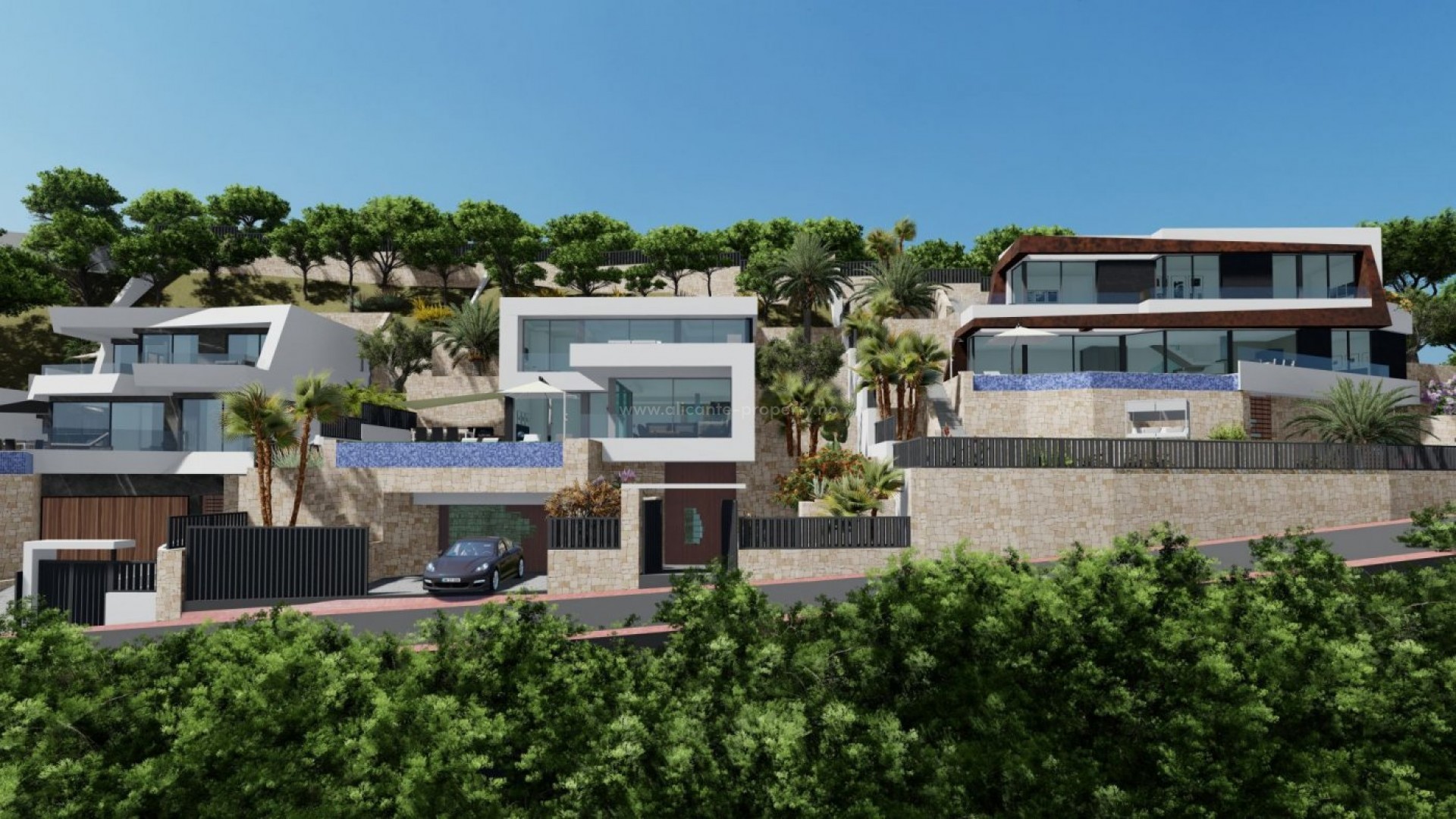 Luxury villa in Calpe with fantastic panoramic views, 4 bedrooms, 5 bathrooms, private garden with, air conditioning, lift, garage, parking, barbecue, veranda, jacuzzi