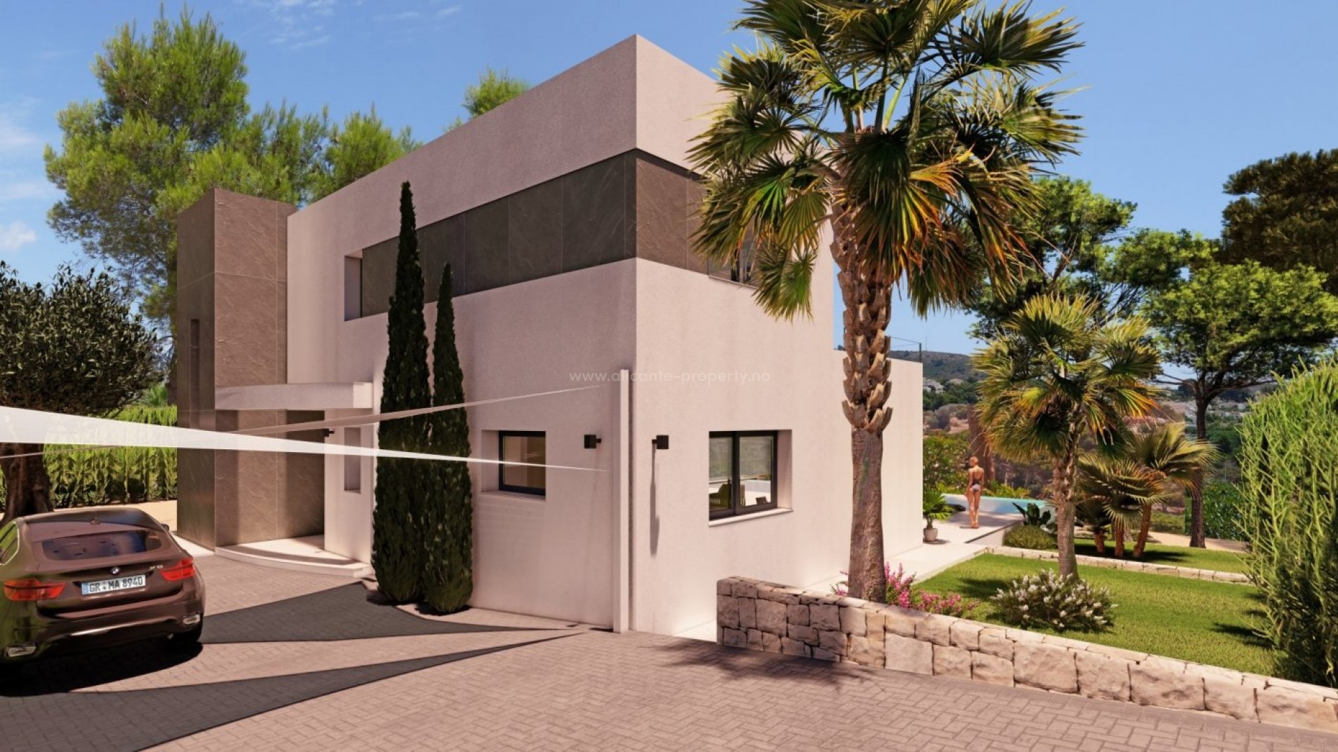 Luxury villa in Moraira. Walking distance to the beautiful beaches and the centre, 280m2 on 2 floors + swimming pool and basement with double garage and laundry room.