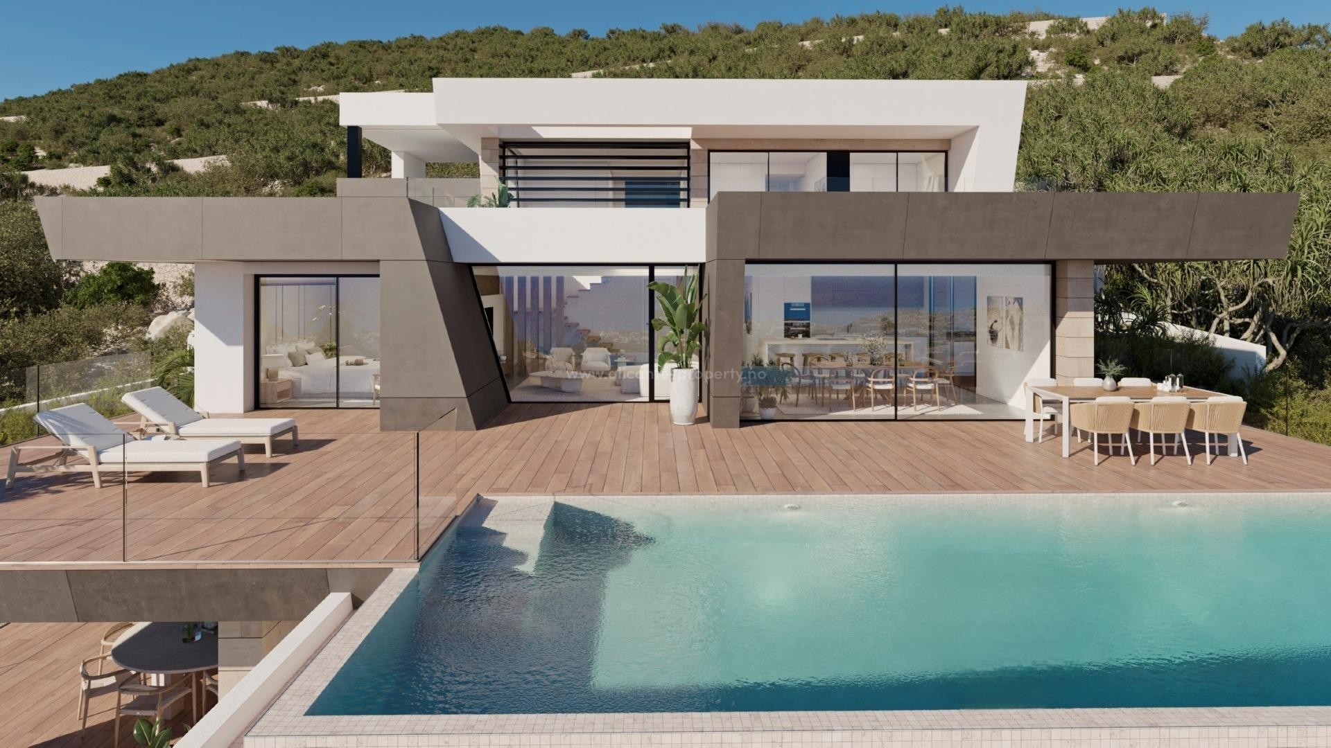 Luxury villa in the paradisiacal Cumbre del Sol, Benitachell, Alicante North, 3 bedrooms, 4 bathrooms, villa with spectacular sea views. Large pool