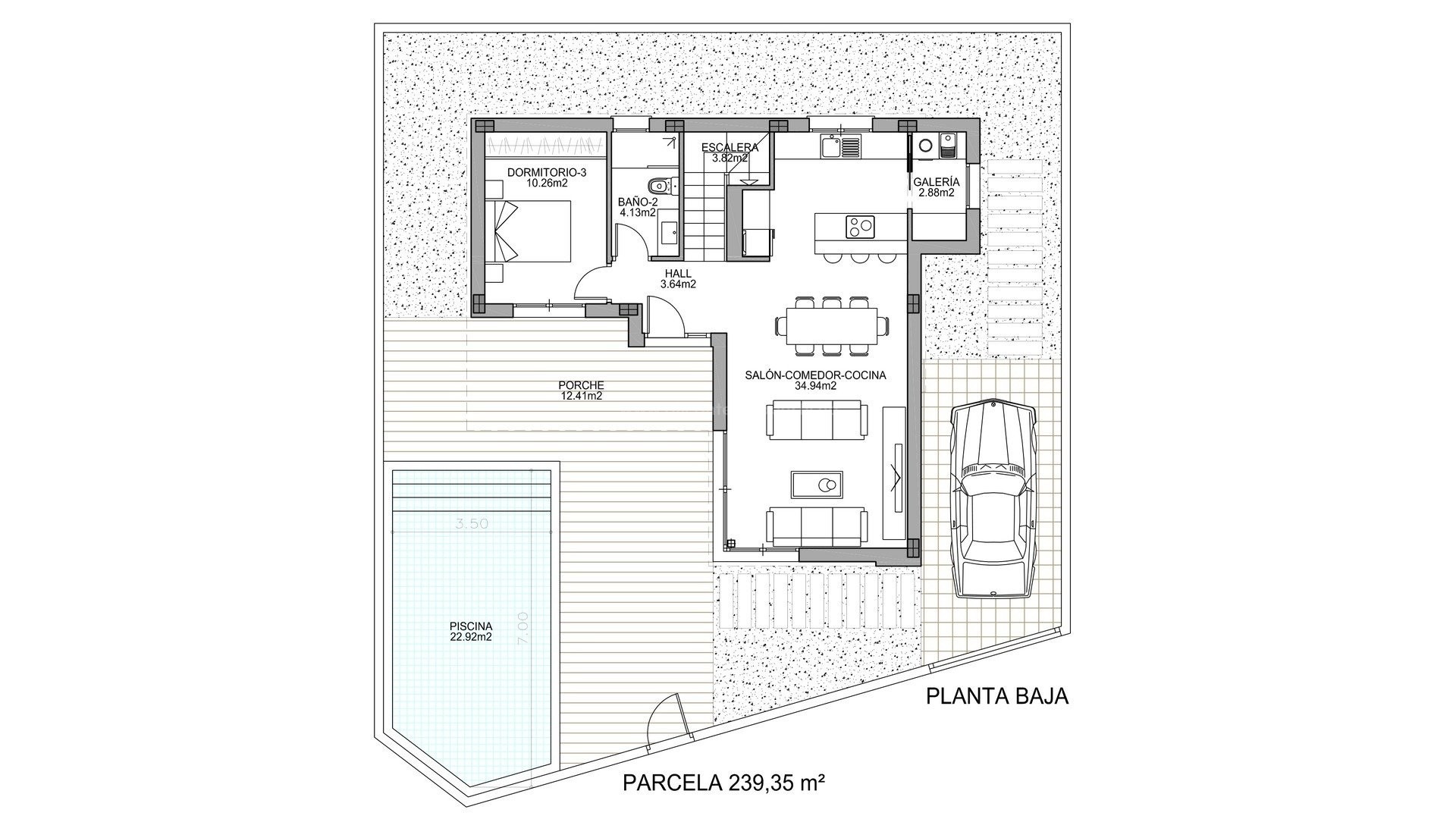 Modern houses/villas in Benijófar, 3 bedrooms (one of them en-suite), 2 bathrooms, private pool, plot with terrace and parking, close to several golf courses.