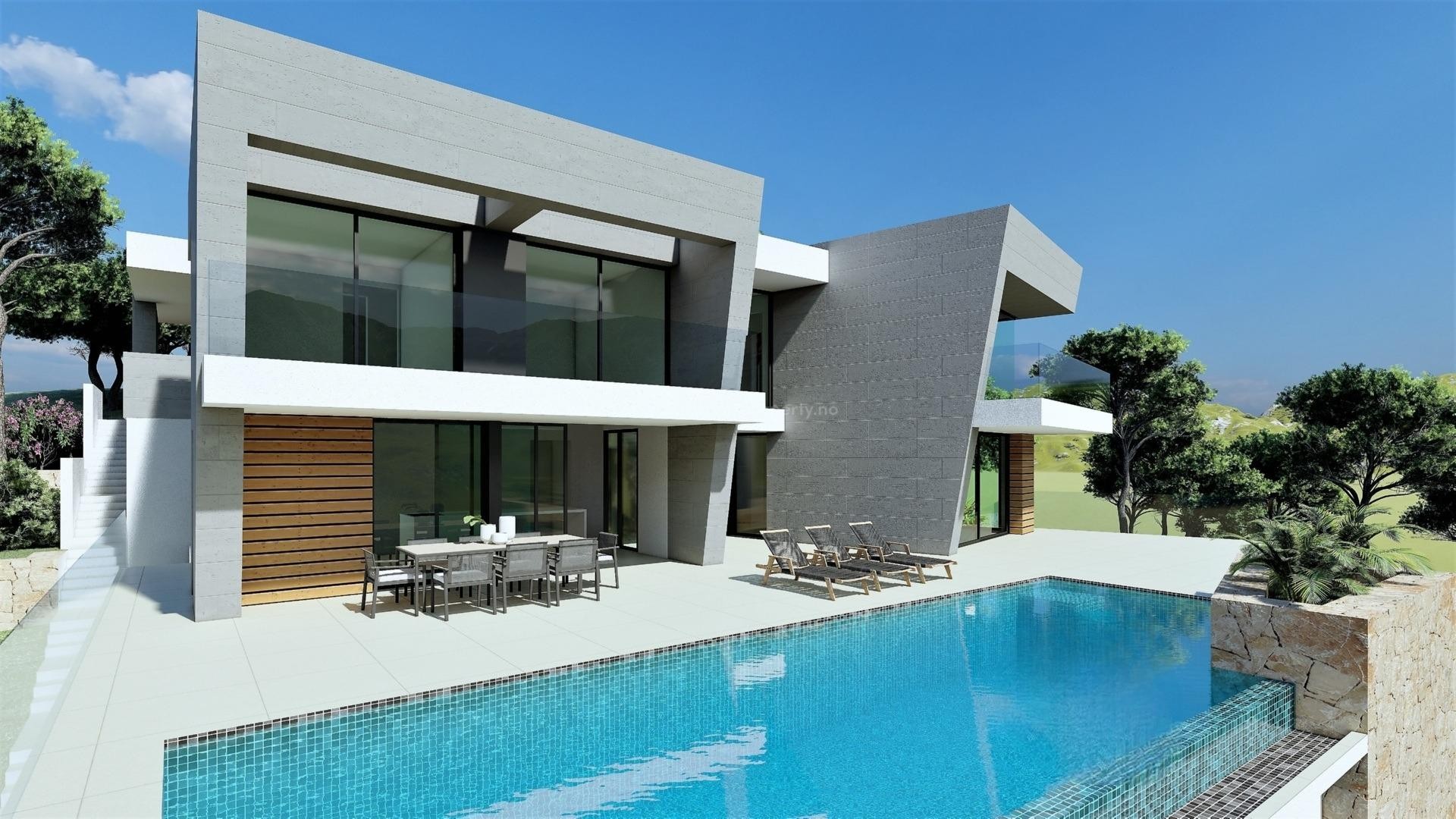 Modern luxury villa in Cumbre del Sol, Benitachell on 3 floors, large infinity pool, 3 bedrooms, 4 bathrooms, one of the best sea views on the Costa Blanca