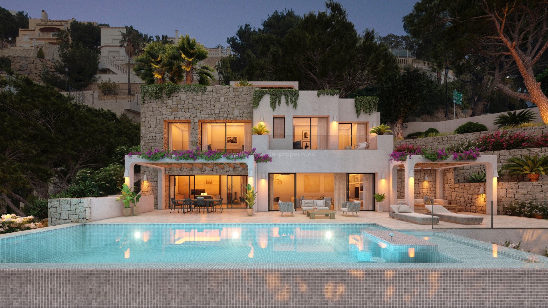 Modern luxury villa with incredible views in Altea Hills with 4 bedrooms and 4 bathrooms, infinity pool and several terraces. Parking for several cars