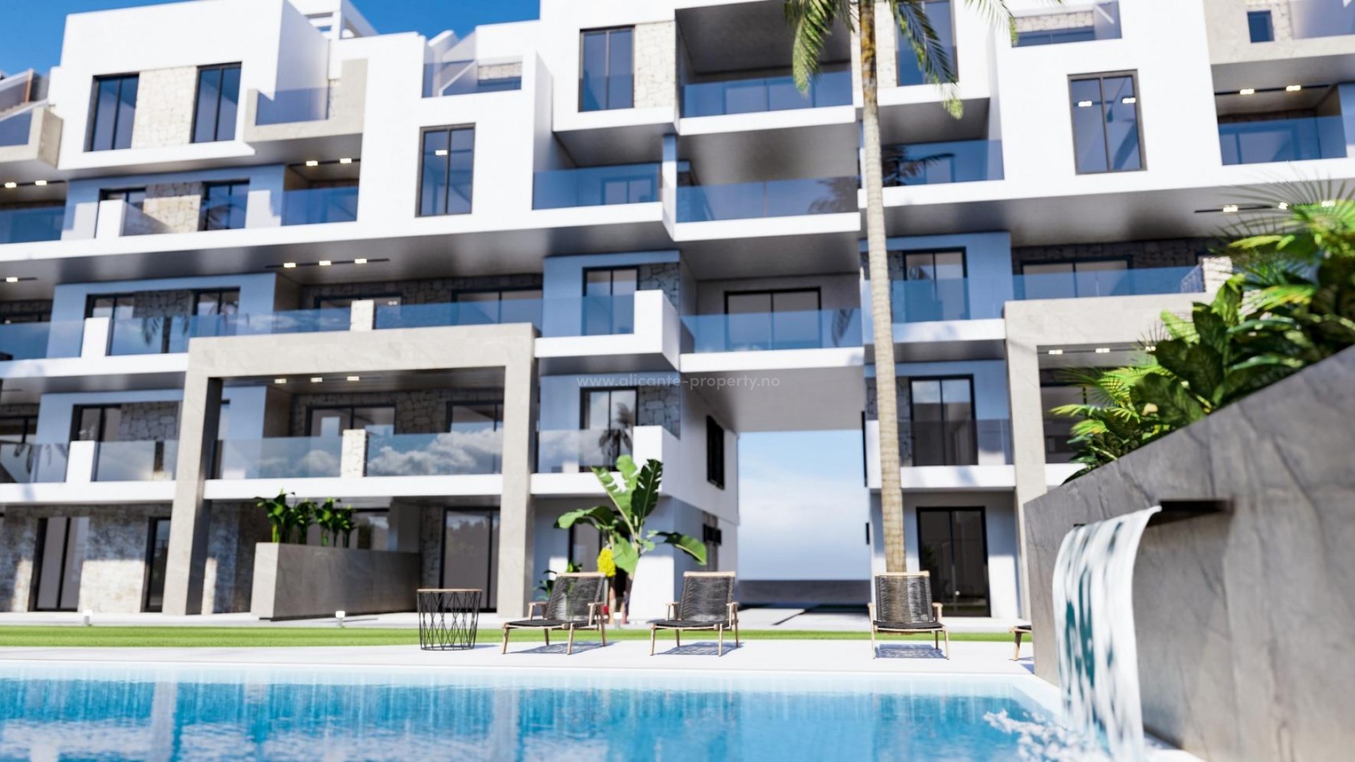 New apartment complex in I El Raso, Guardamar del Segura, 2/3 bedrooms, communal swimming pools, views of the salt lagoon, glass gym-spa area