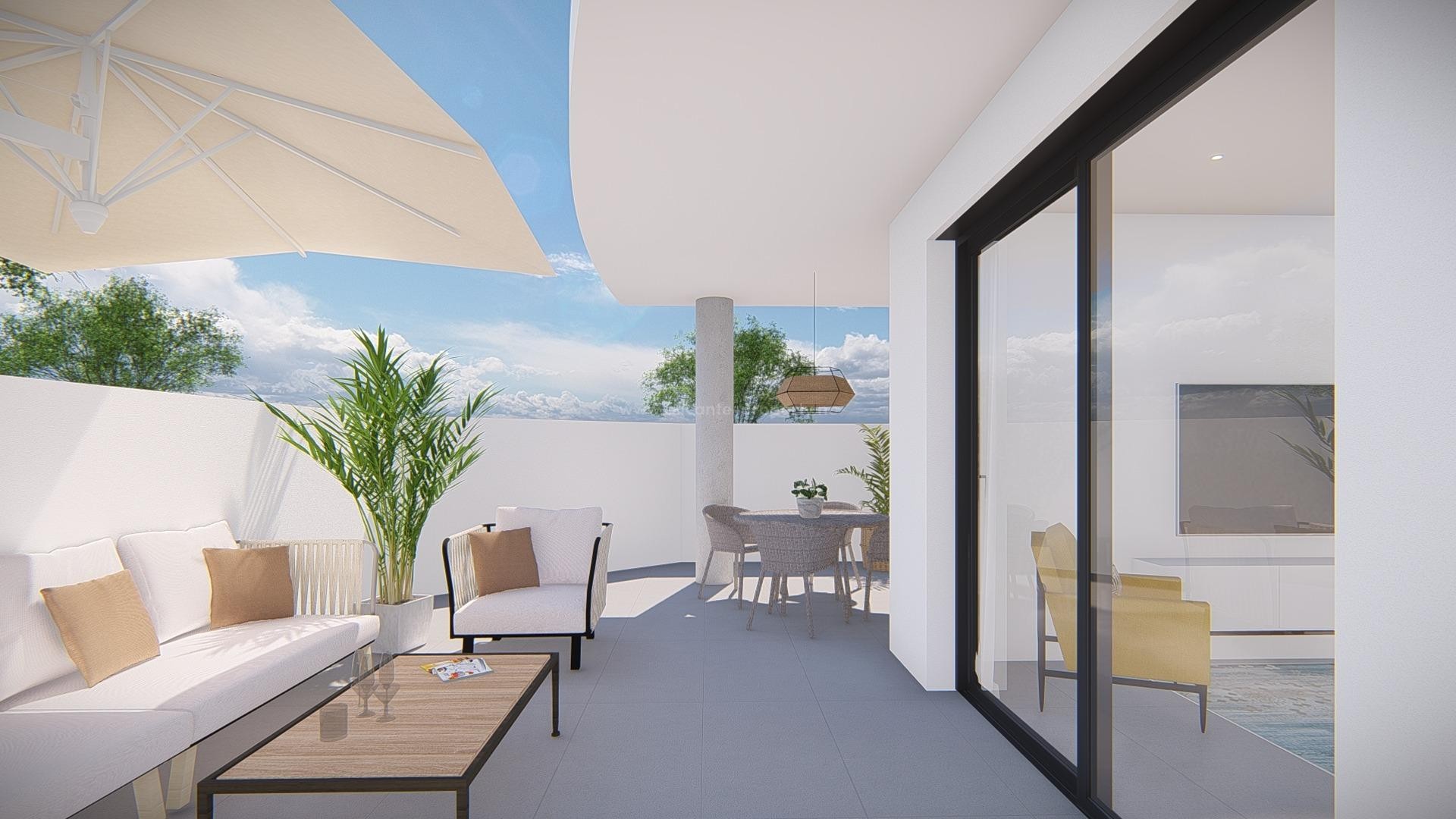 New apartments/flats in Villajoyosa by the sea, 2/3 bedrooms, 2 bathrooms, terrace, solarium or garden. Communal swimming pool and garage. 5 minutes from the beach