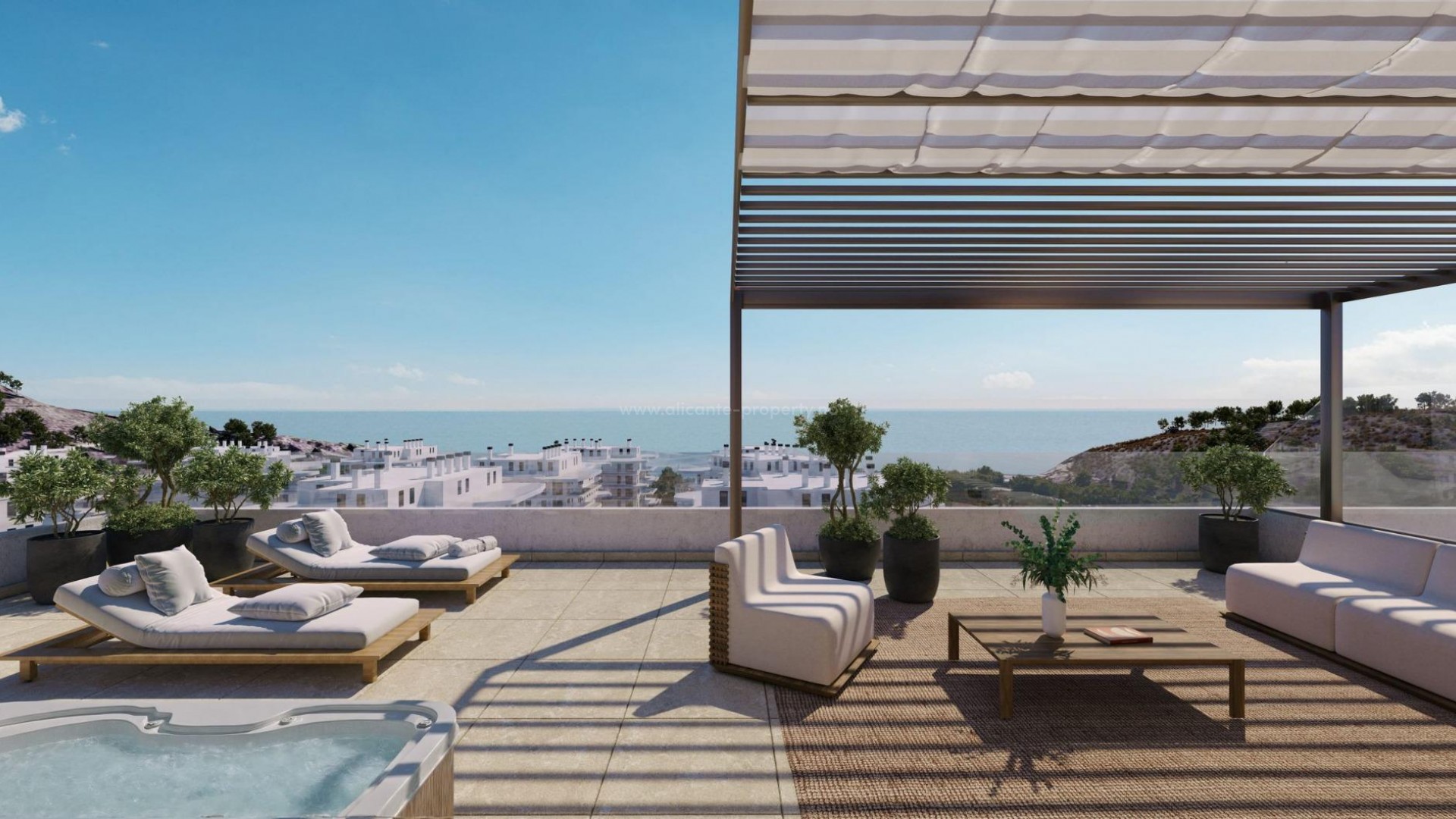 New apartments in Villajoyosa only 450 meters from the beach, 2/3 bedrooms, 2 bathrooms, swimming pool, gym, large terrace. 1 floor with private garden.