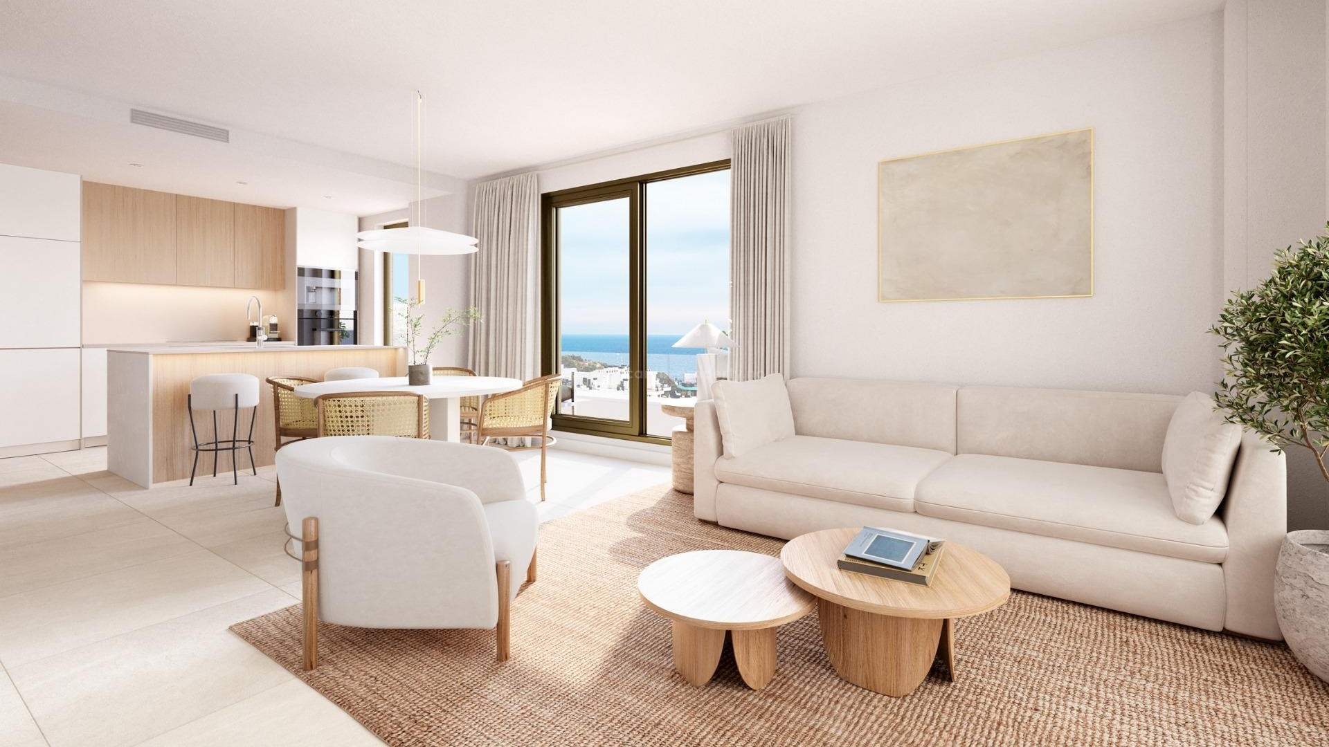 New apartments in Villajoyosa only 450 meters from the beach, 2/3 bedrooms, 2 bathrooms, swimming pool, gym, large terrace. 1 floor with private garden.