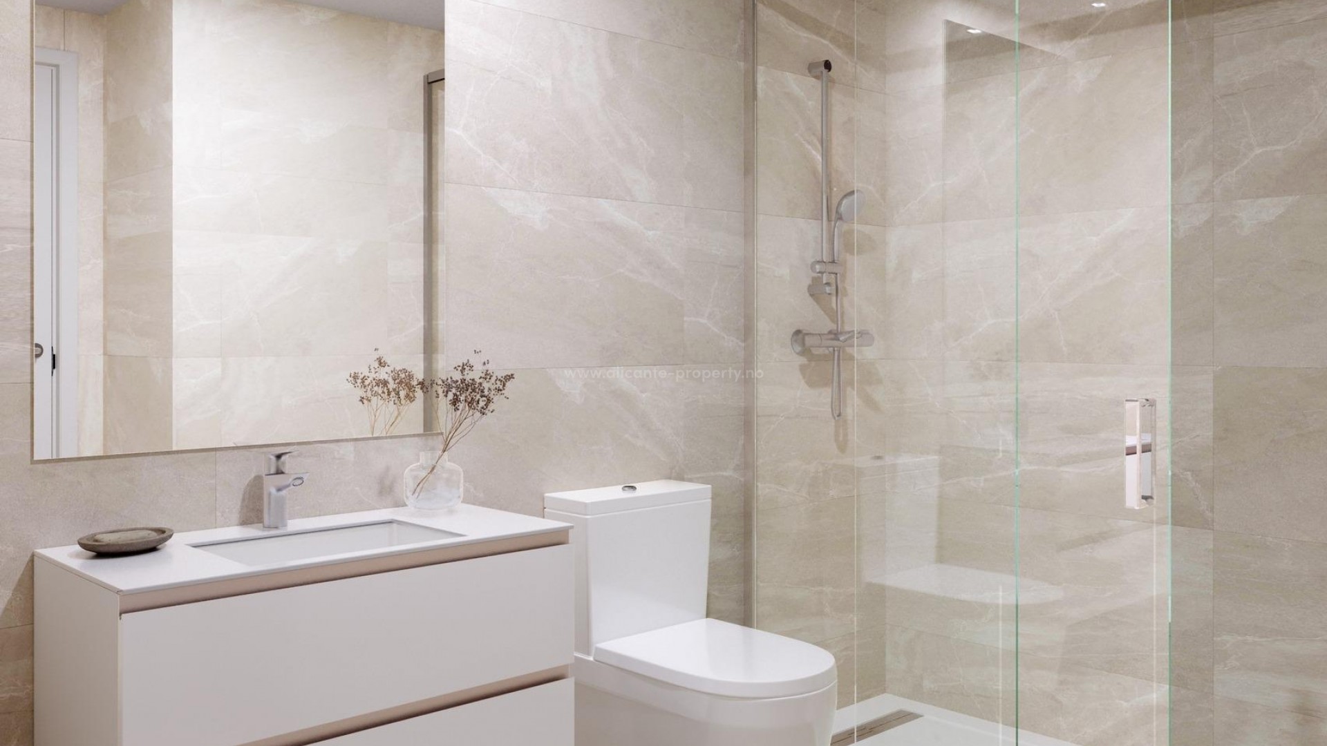 New apartments in Villajoyosa only 450 meters from the beach, 2/3 bedrooms, 2 bathrooms, swimming pool, gym, large terrace. 1 floor with private garden.