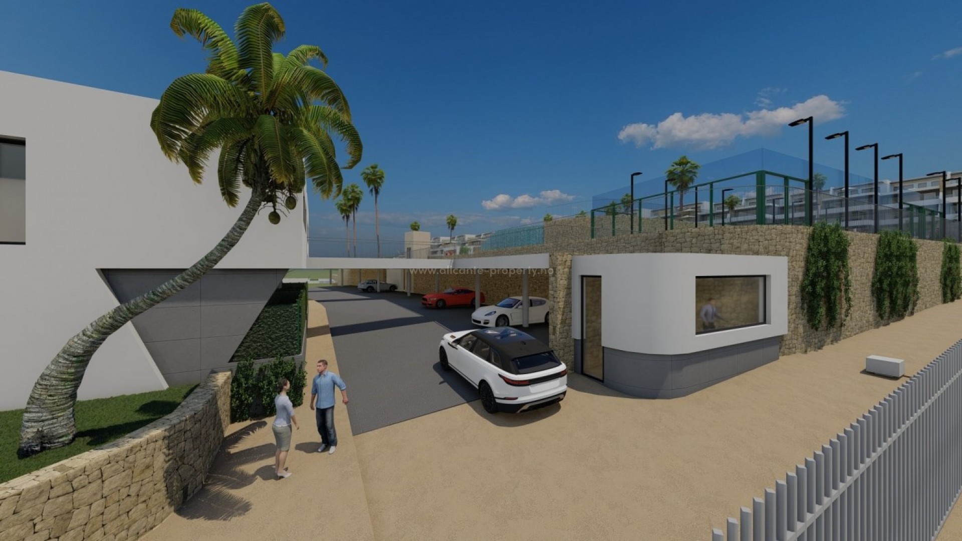 New building with small exclusive flats/bungalows in Camporrosso in Finestrat, 2 bedrooms, 2 bathrooms. Common area with infinity pool, gym, garden, meeting room