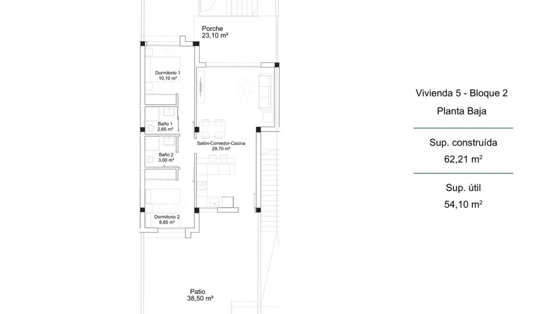 New built bungalows/townhouses in Orihuela Costa, 2 and 3 bedrooms, top floor with private solarium, private garden, shared pool. 5 min from Villamartin golf