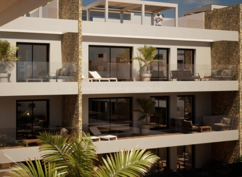 New built flats/apartment complex with sea view in Finestrat near Benidorm, 3 different types of housing, apartments/penthouses. Nice common areas w/pool
