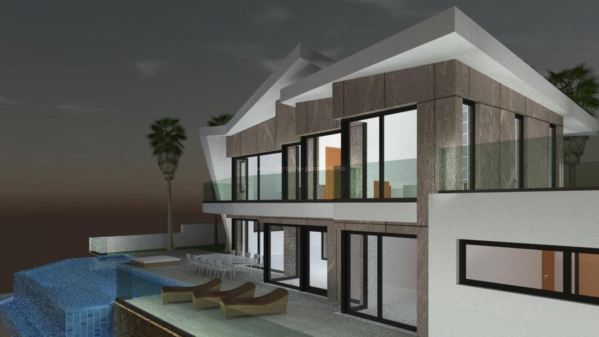 New built luxury villa with sea view in Calpe, 4 bedrooms, 5 bathrooms, private garden with pool. Close to the beach and the cities of Altea, Benidorm, Teulada-Moraira, Benissa
