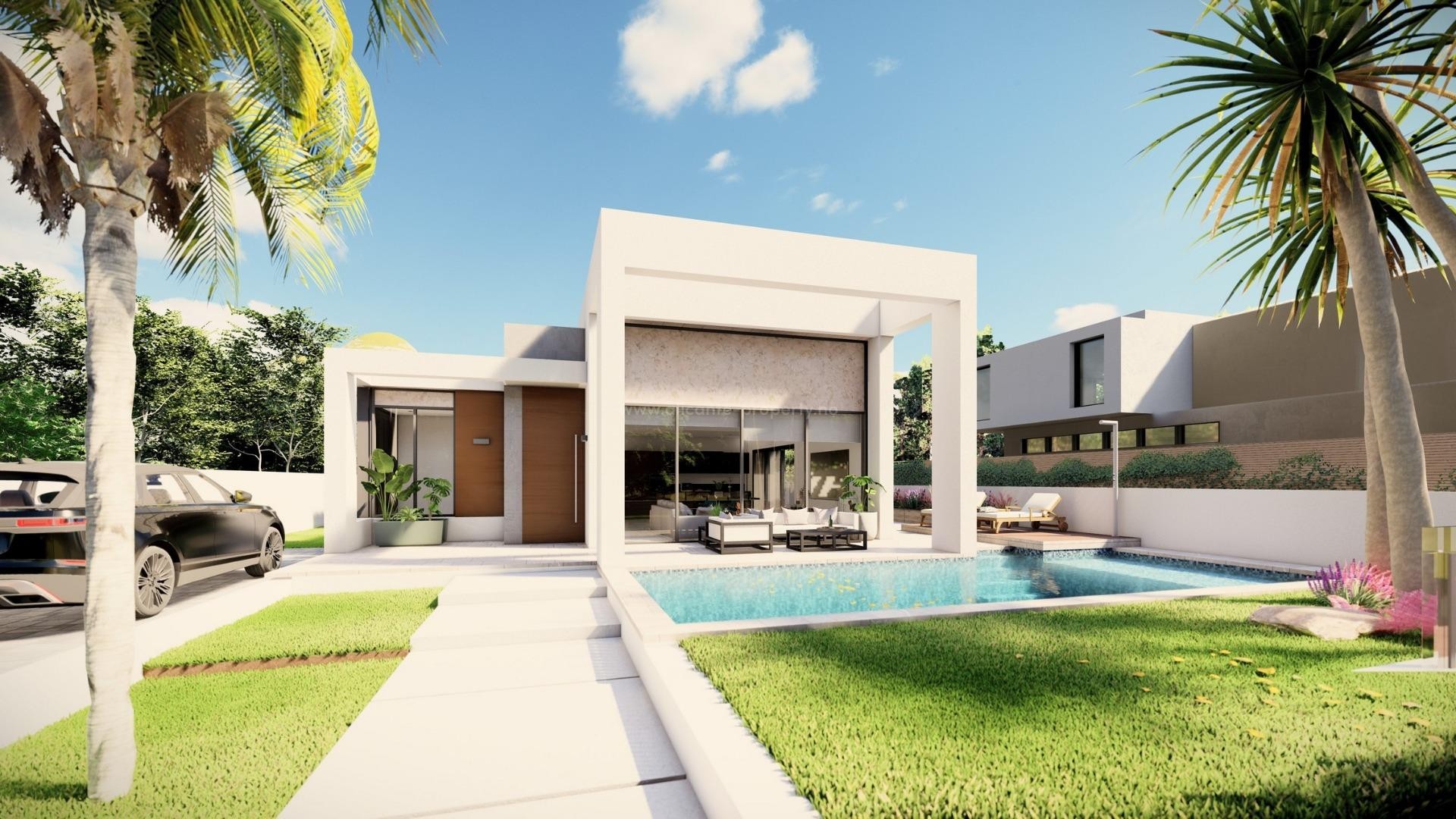 New built modern villa in Dona Pepa, Rojales, 3 bedrooms, 2 bathrooms, private garden with pool, terrace, cellar and parking