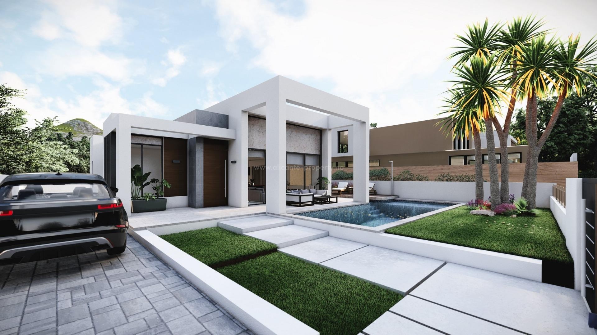 New built modern villa in Dona Pepa, Rojales, 3 bedrooms, 2 bathrooms, private garden with pool, terrace, cellar and parking