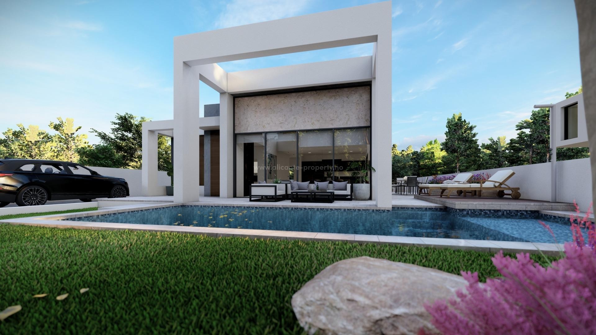 New built modern villa in Dona Pepa, Rojales, 3 bedrooms, 2 bathrooms, private garden with pool, terrace, cellar and parking