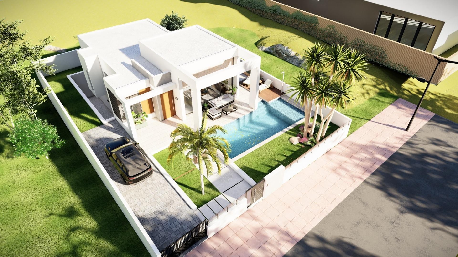 New built modern villa in Dona Pepa, Rojales, 3 bedrooms, 2 bathrooms, private garden with pool, terrace, cellar and parking