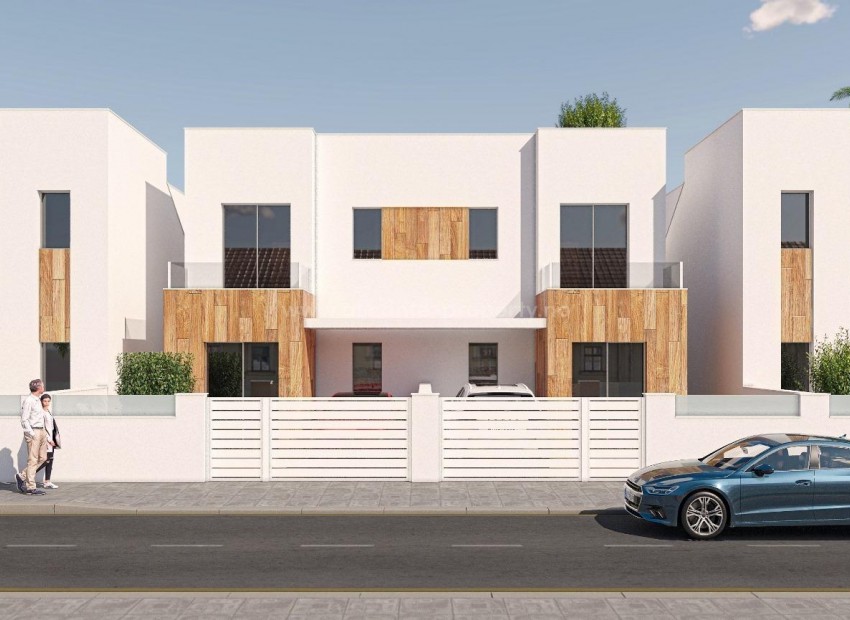 New built, modern villas with private pool in El Mojon, Pilar de la Horadada, the villas have 3 bedrooms, 2 bathrooms, open plan kitchen with living room, private pool.