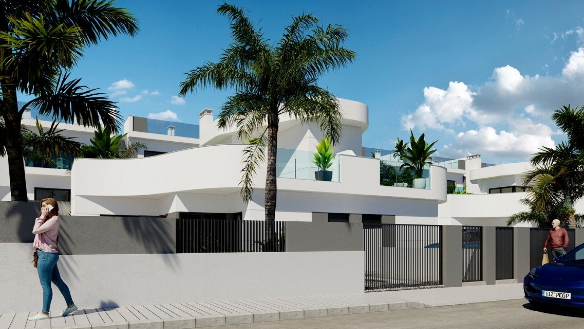 New built residential complex in Los Balcones, Torrevieja with semi-detached houses and bungalows, 3 bedrooms, 2 bathrooms, open plan kitchen with spacious living room, terrace.