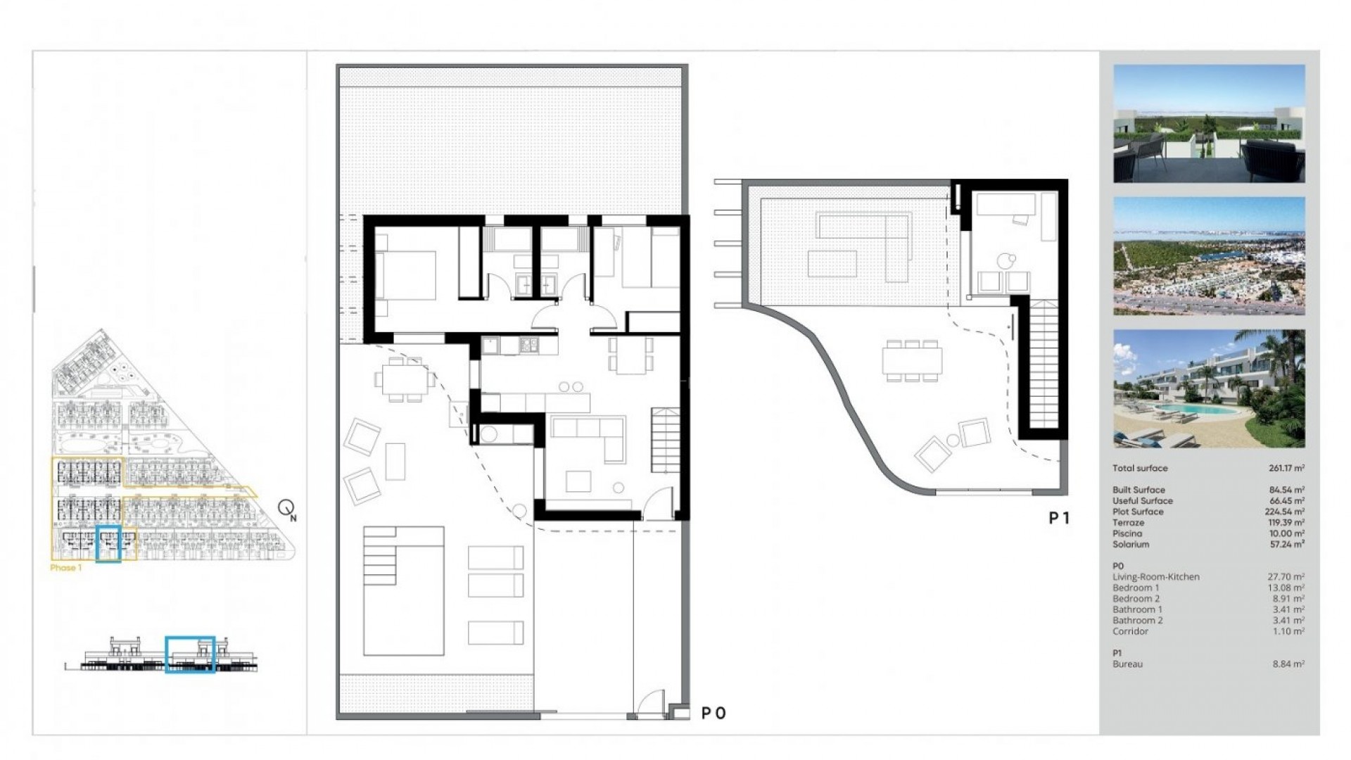 New built residential complex in Los Balcones, Torrevieja with semi-detached houses and bungalows, 3 bedrooms, 2 bathrooms, open plan kitchen with spacious living room, terrace.