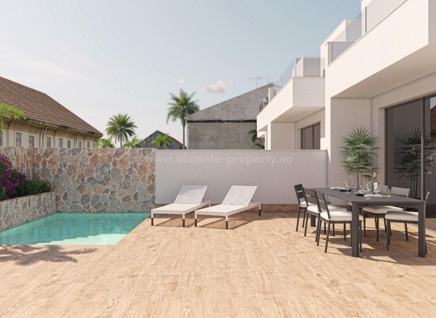 NEW BUILT SEMI-DETACHED APARTMENTS IN EL MOJON, Pilar de la Horadada, 3 bedrooms, 2 bathrooms, private solarium, private garden with pool and parking