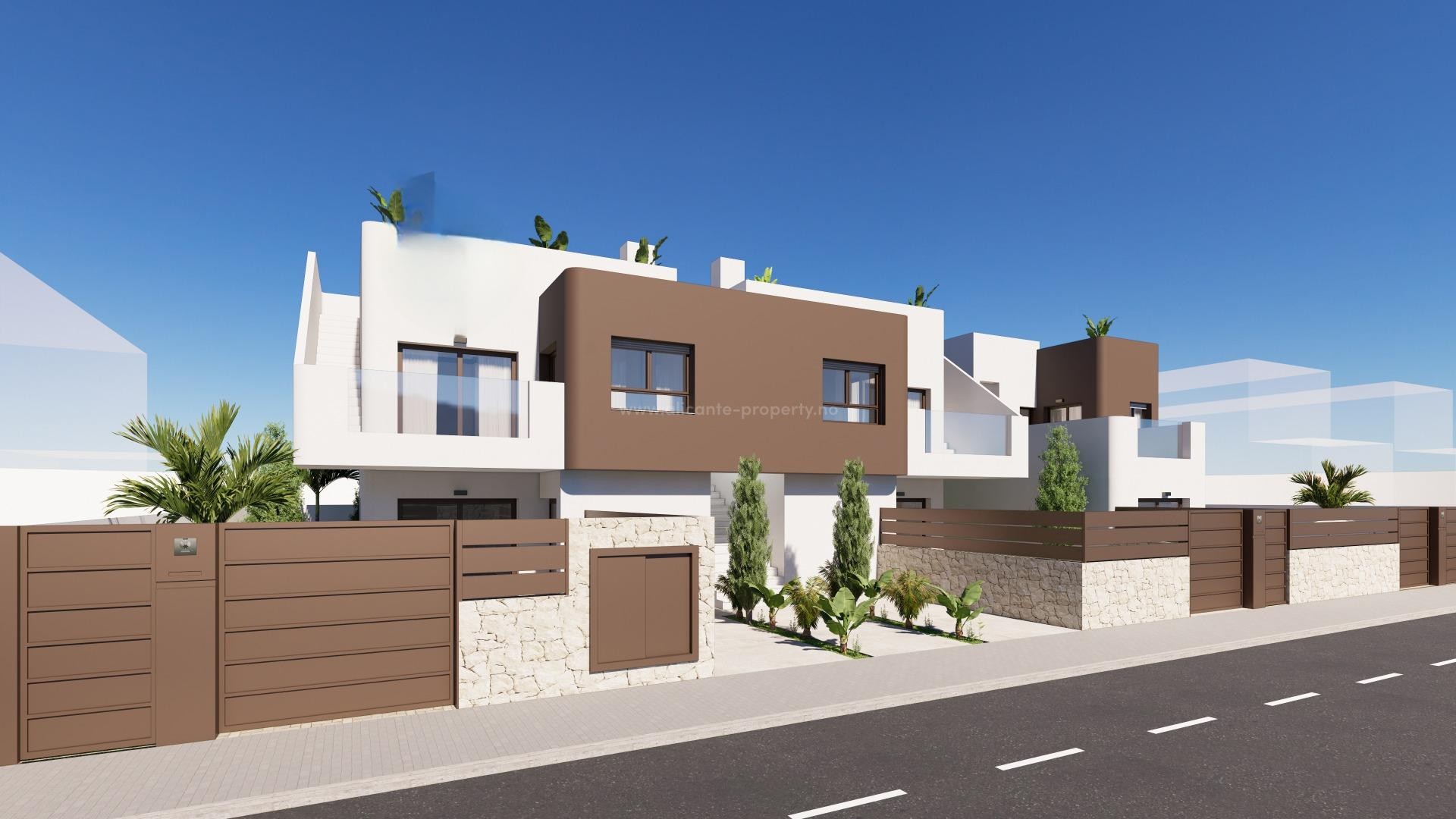 New bungalow apartments in Torre de La Horadada, 2 bedrooms, 2 bathrooms, 50 meters from Las Higuericas beach, large gardens or large terraces, great views
