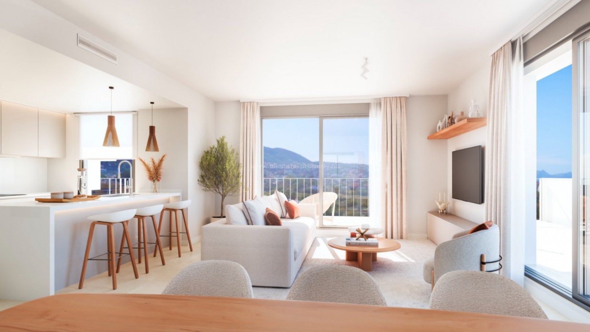 New exclusive residential complex in Denia, 2/3/4 bedrooms, 2 bathrooms, all apartments have a terrace, great communal swimming pool for both adults and children, nice view