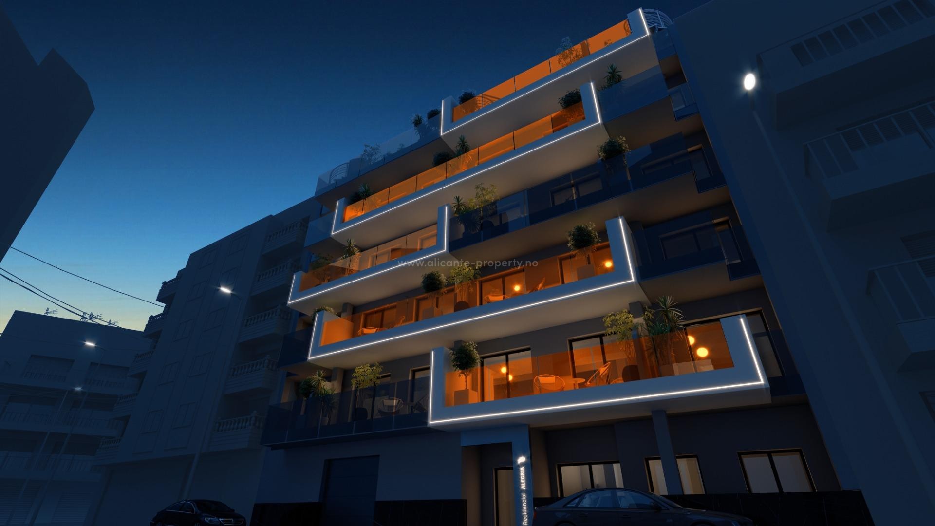 New homes in Torrevieja, 21 apartments/penthouses, 2/3 bedrooms, 2 bathrooms, large terraces, communal swimming pool and sauna, underground parking