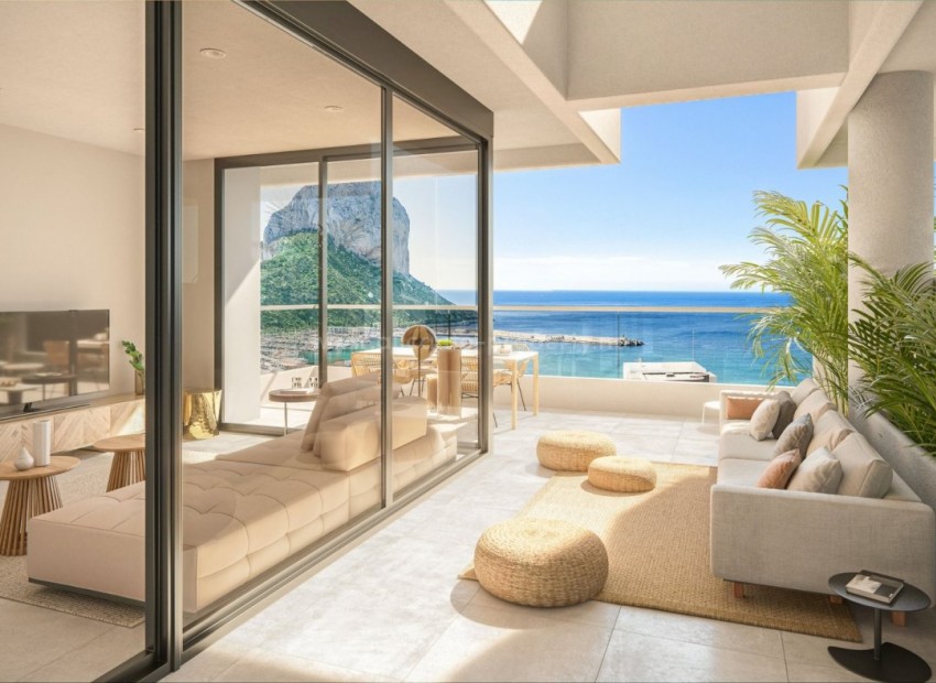 New luxury apartments in Calpe with sea views, 1/2/3 bedrooms, large terraces, infinity pool, sauna, gym and relaxation area with sea views.