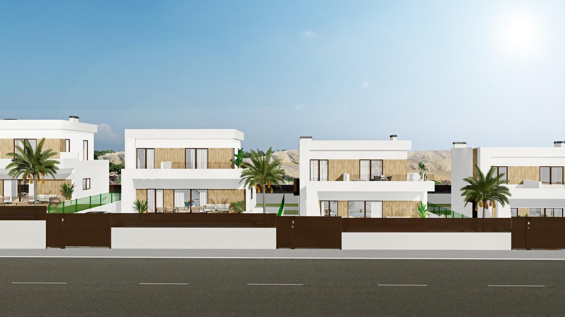 New modern luxury villas in Finestrat, 3 bedrooms, 3 bathrooms, private garden with pool and parking, large terraces, close to two golf courses