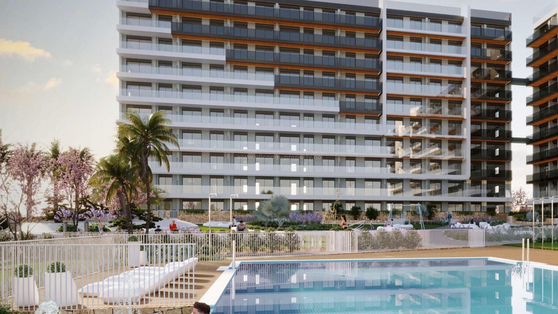 New residential complex with 220 apartments in Punta Prima, 2/3 bedrooms, 2 bathrooms, terrace, garden areas with swimming pools and paddle tennis court