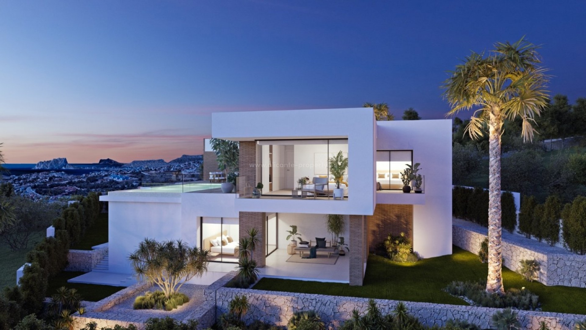 Newly built luxury villa in Benitachell, Cumbre del Sol, 3 bedrooms, 4 bathrooms, the terrace of more than 70 m² is dominated by an infinity pool, fantastic views