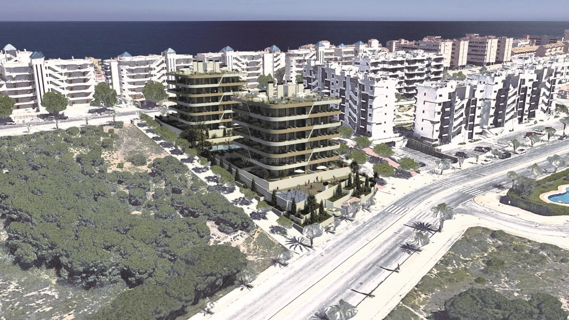 Nybygg boligkompleks med leiligheter i Arenales del Sol nær stranden, 2 soverom,2 bad. Nær Arenales stranden en av Costa Blancas beste strender