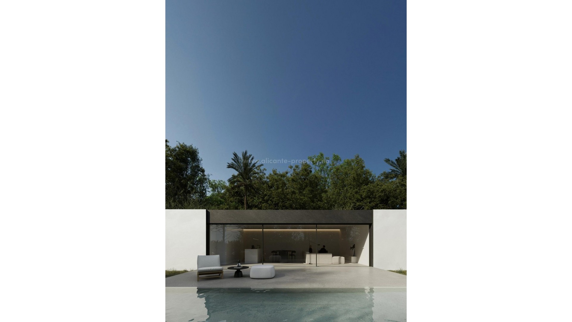 Nybyggede Villaer/hus i Alfas del Pi, 3 soverom og 2 bad, terrasse, privat hage, felles basseng, selvforbruk med solcellepaneler, parkering