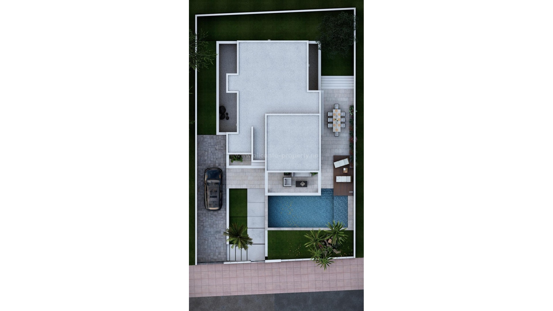 Nybygget moderne villa i Dona Pepa, Rojales, 3 soverom, 2 bad, privat hage med basseng, terrasse, kjeller og parkeringsplass