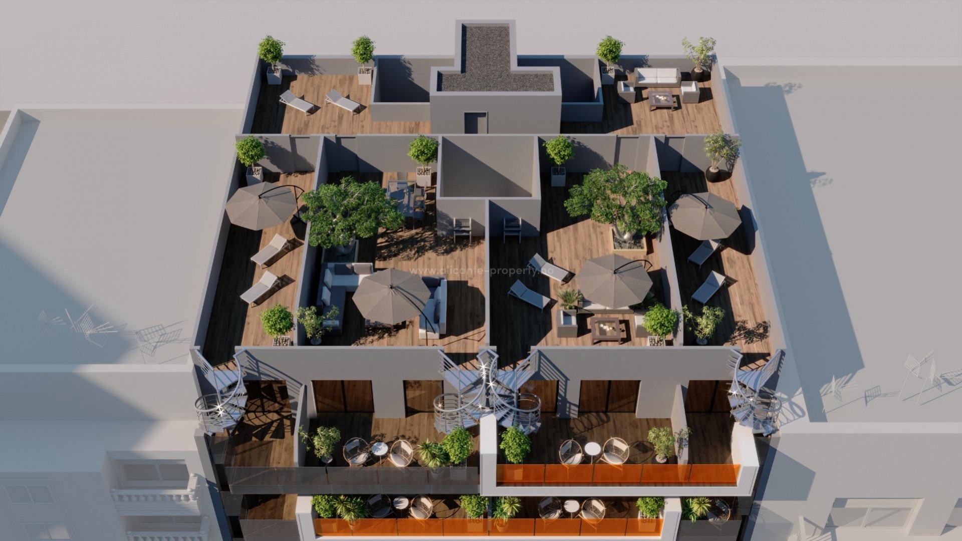 Nye boliger i Torrevieja, 21 leiligheter/toppleiligheter, 2/3 soverom, 2 bad, store terrasser, felles svømmebasseng og badstue,underjordisk parkeringsplass