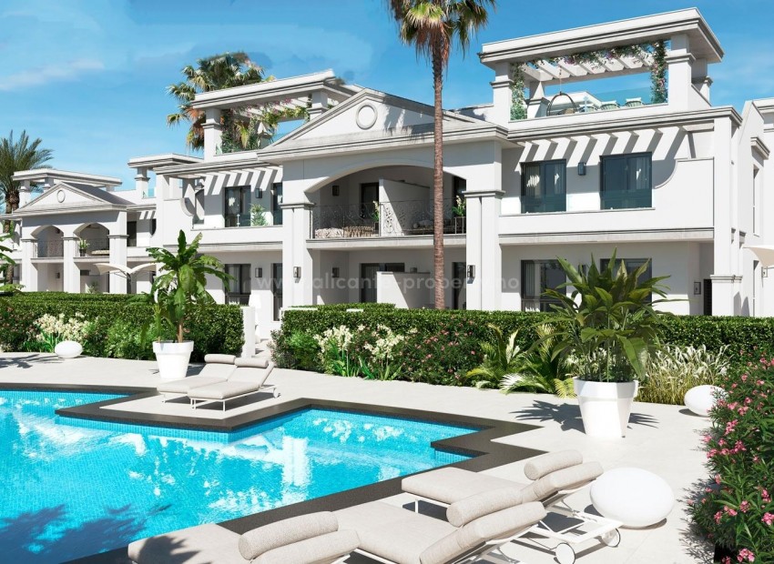 Nye bungalow/leiligheter i Ciudad Quesada, Alicante, 2 soverom og 2 bad, basseng, terrasse, privat parkering, alle tjenester nærme.