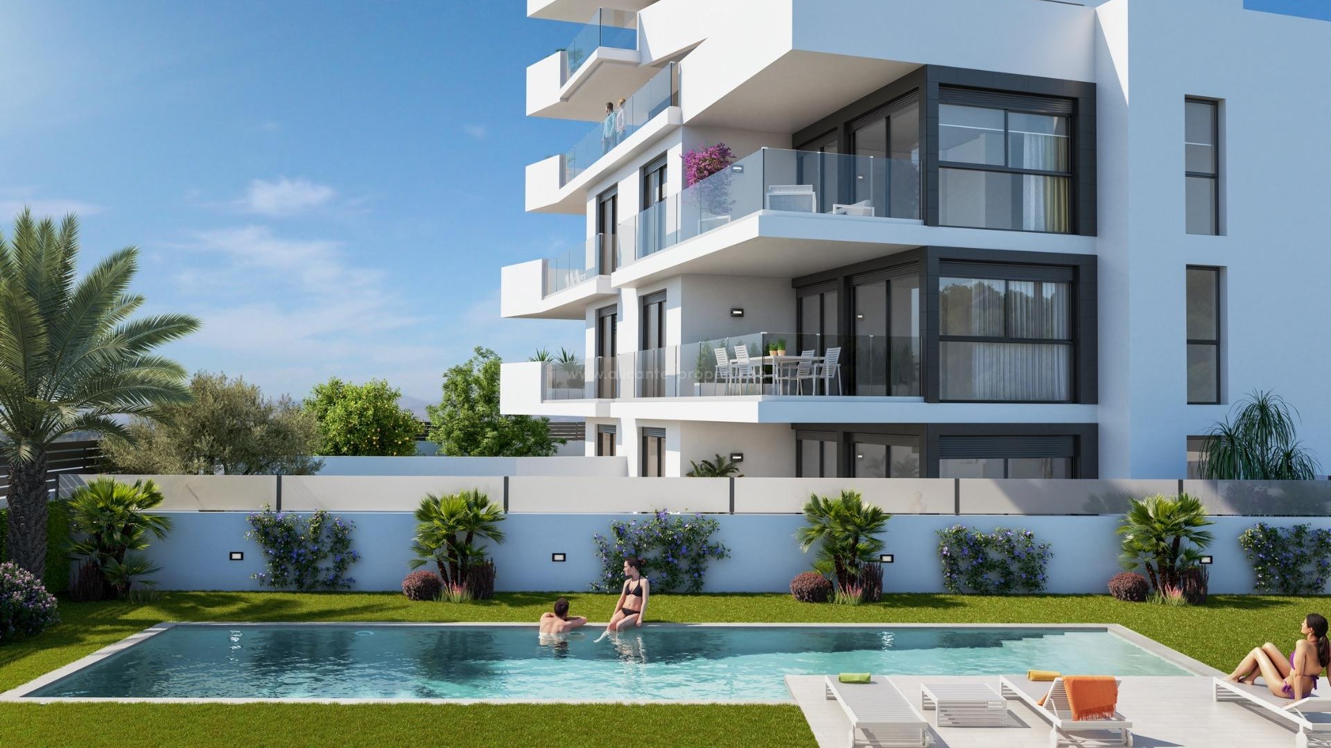 Nye leiligheter og toppleiligheter i Guardamar del Segura, 3 soverom, 2 bad, romslige terrasser, åpen kjøkkenløsning med stue, toppleilighet med solarium