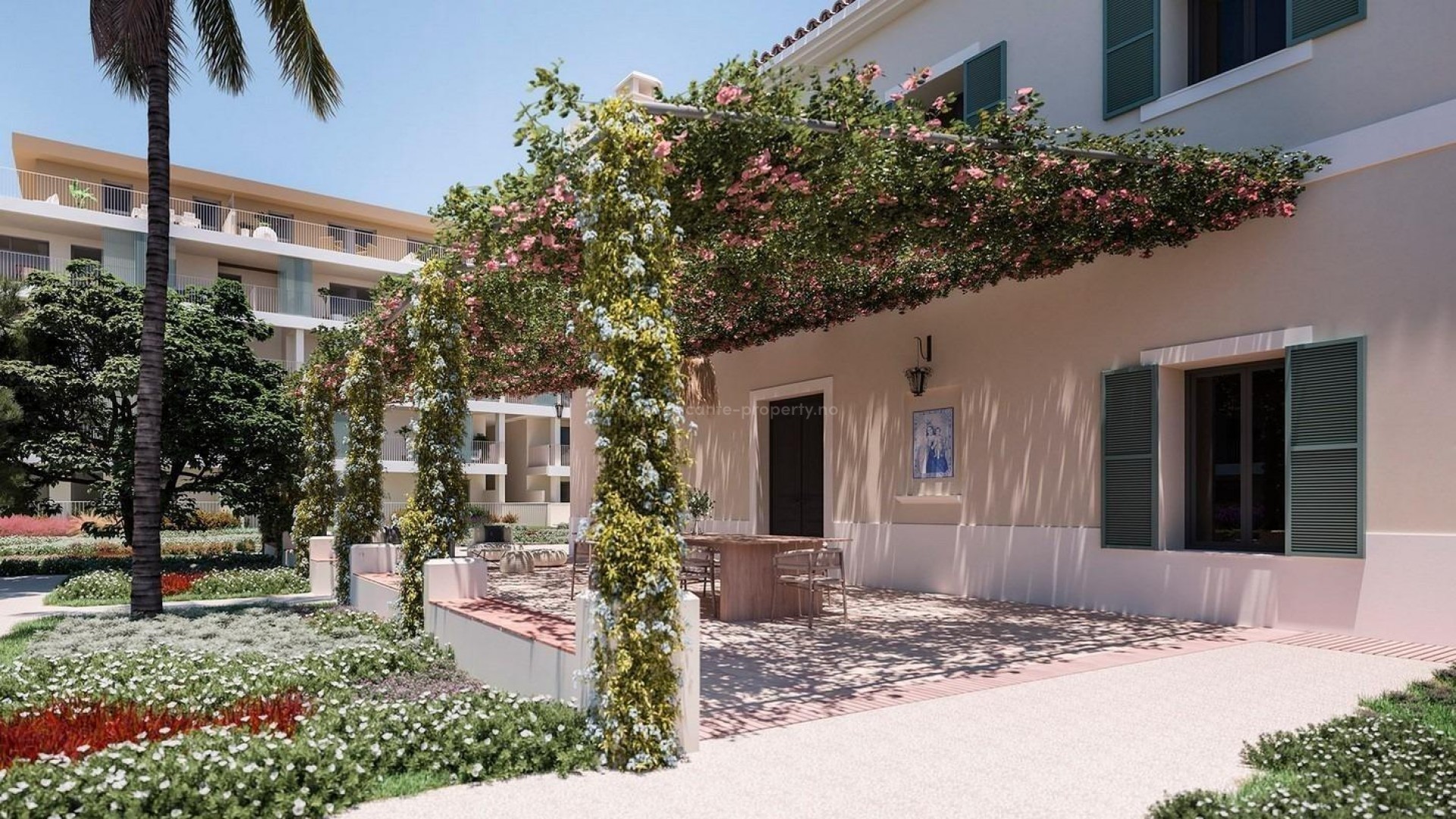 Nytt eksklusiv boligkompleks i Denia, 2/3/4 soverom, 2 bad, alle leiligheter har terrasse, flott felles svømmebasseng både for voksne og barn, fin utsikt