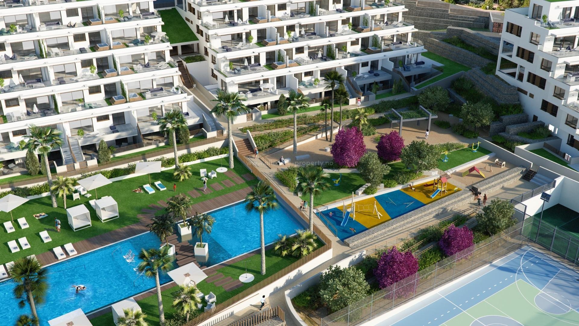 Residential complex in Finestrat with sea view, villas, apartments/penthouses, duplex, Many different types of housing, Communal swimming pool 200 m²,