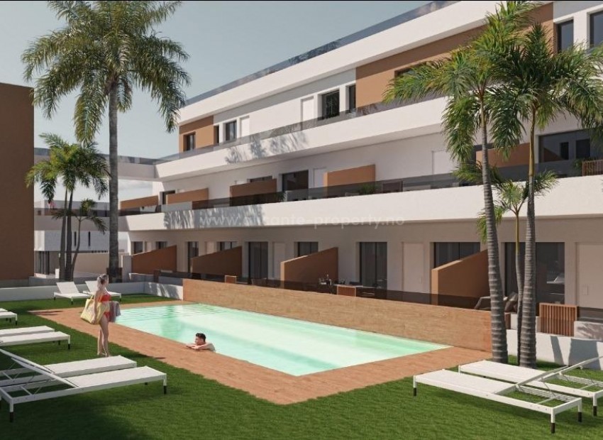 Residential complex with apartments in Pilar de La Horadada, 2/3 bedrooms, 2 bathrooms, common areas with pool, all apartments with parking and storage.