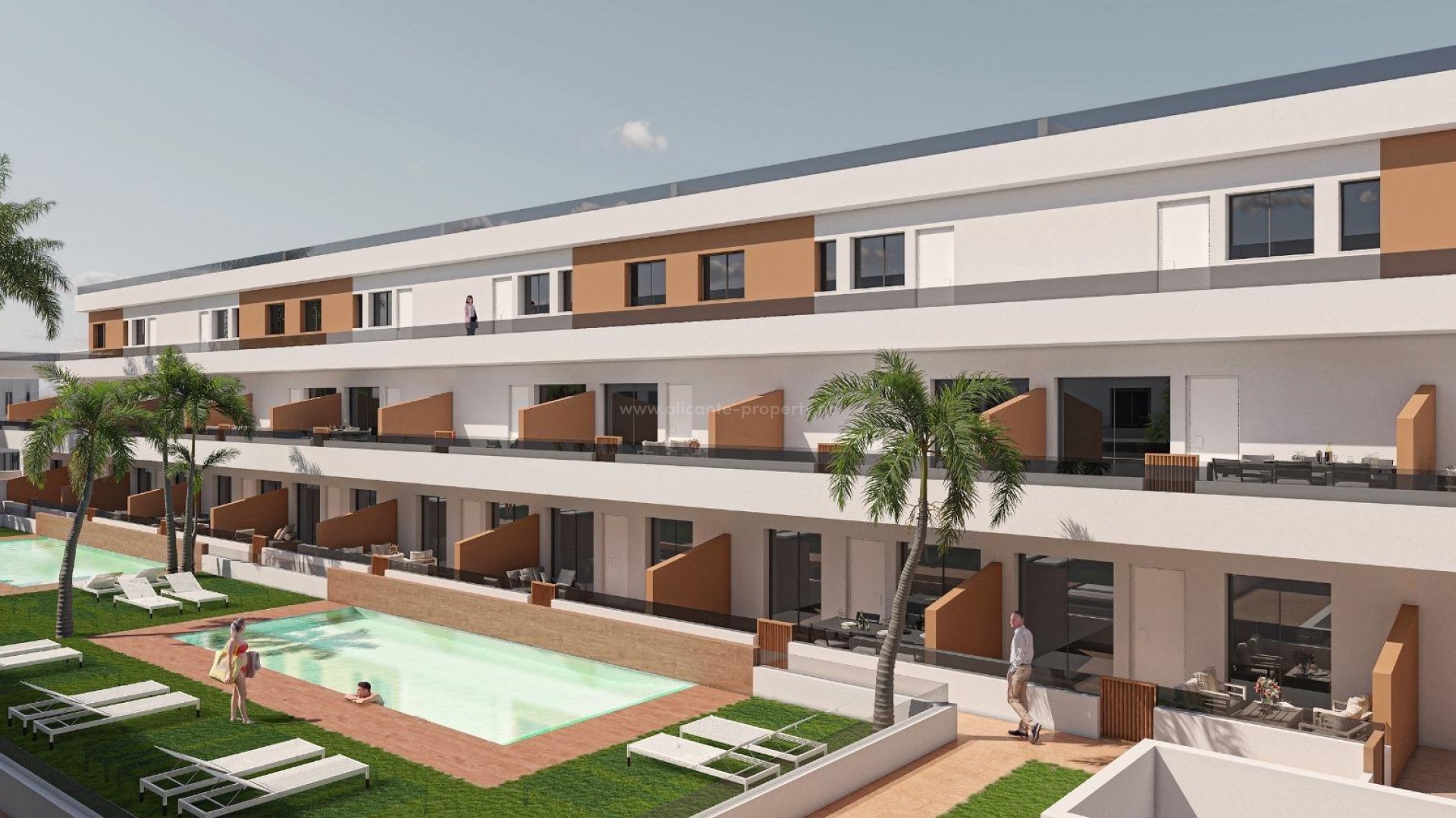 Residential complex with apartments in Pilar de La Horadada, 2/3 bedrooms, 2 bathrooms, common areas with pool, all apartments with parking and storage.