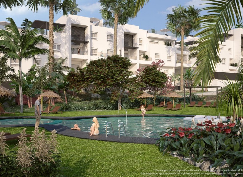 The homes in Punta Prima consist of apartments with 2 and 3 bedrooms, 2 bathrooms, terraces, two original swimming pools equipped with sunbeds