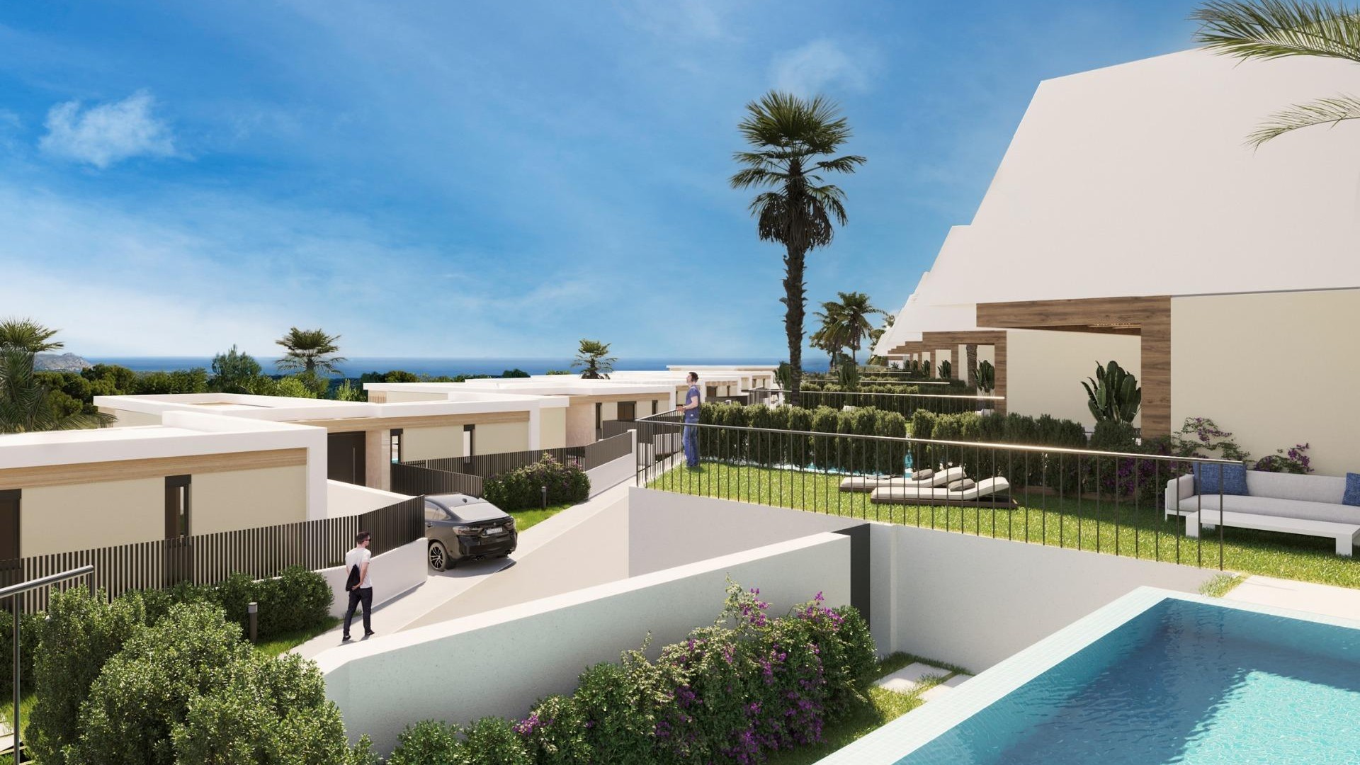 Villaer/hus i Polop, Alicante-nord, 2/3 soverom, 2 bad, terrasser med panoramautsikt, hager, verandaer og solarium i hvert hus, mulighet for basseng