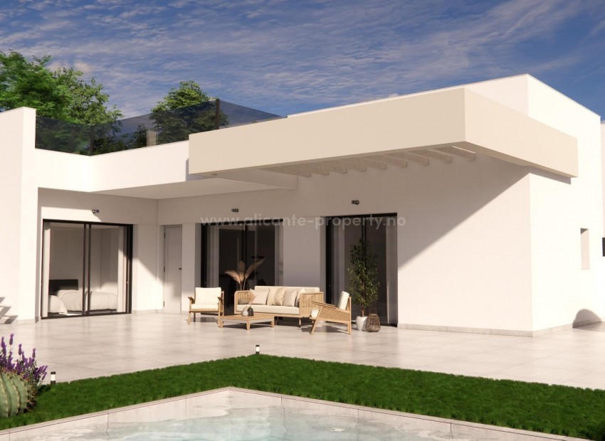 Villaer i Los Montesinos, Alicante, 3 soverom, 3 bad, åpen kjøkkenløsning m/stue og terrasse, muligheter for privat basseng og solarium.
