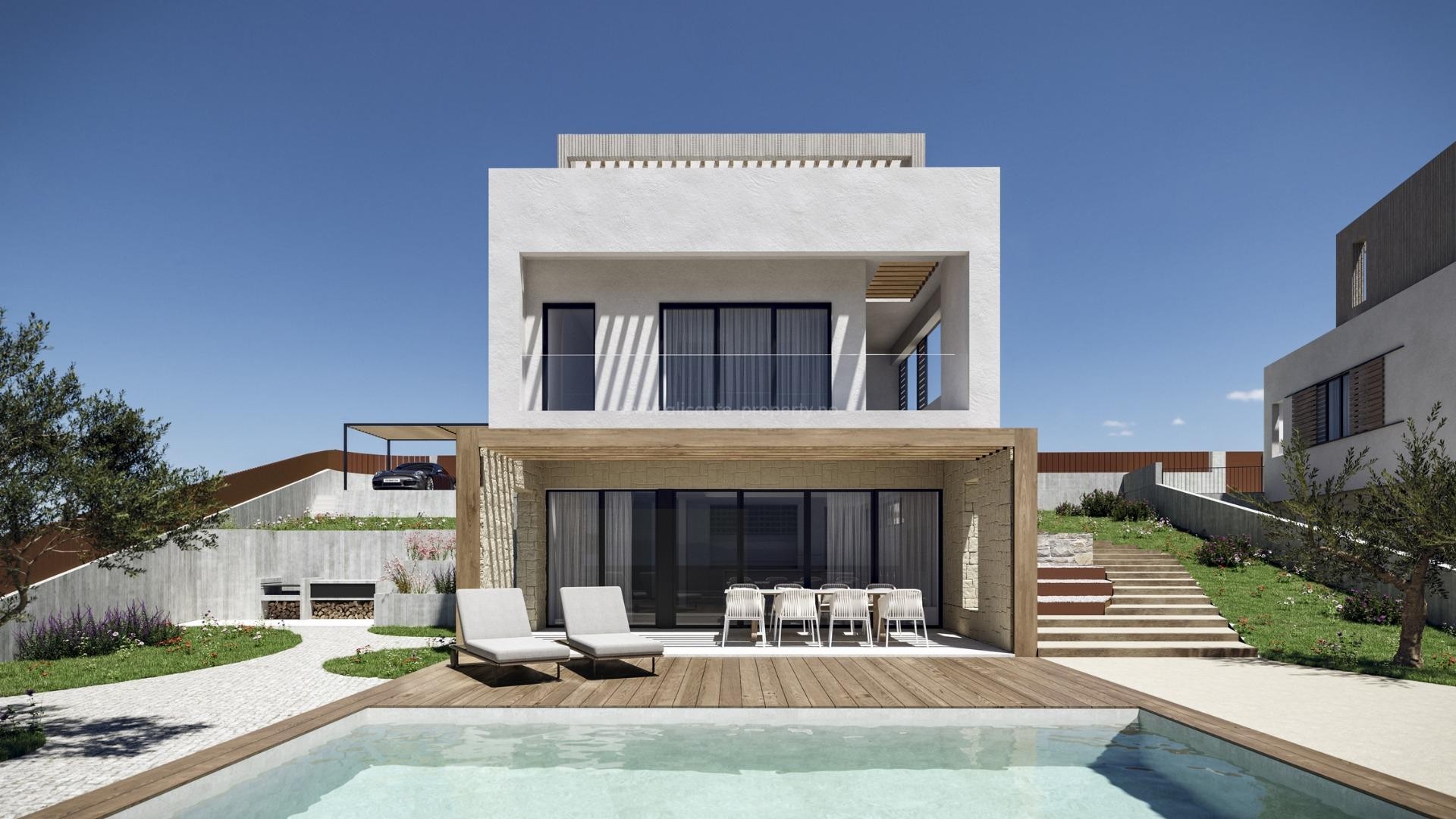 Villaer med 4 soverom og 4 bad i Finestrat, privat hage med basseng med fantastisk utsikt over Benidorm. Ligger i Marina Baixa-regionen på Costa Blanca