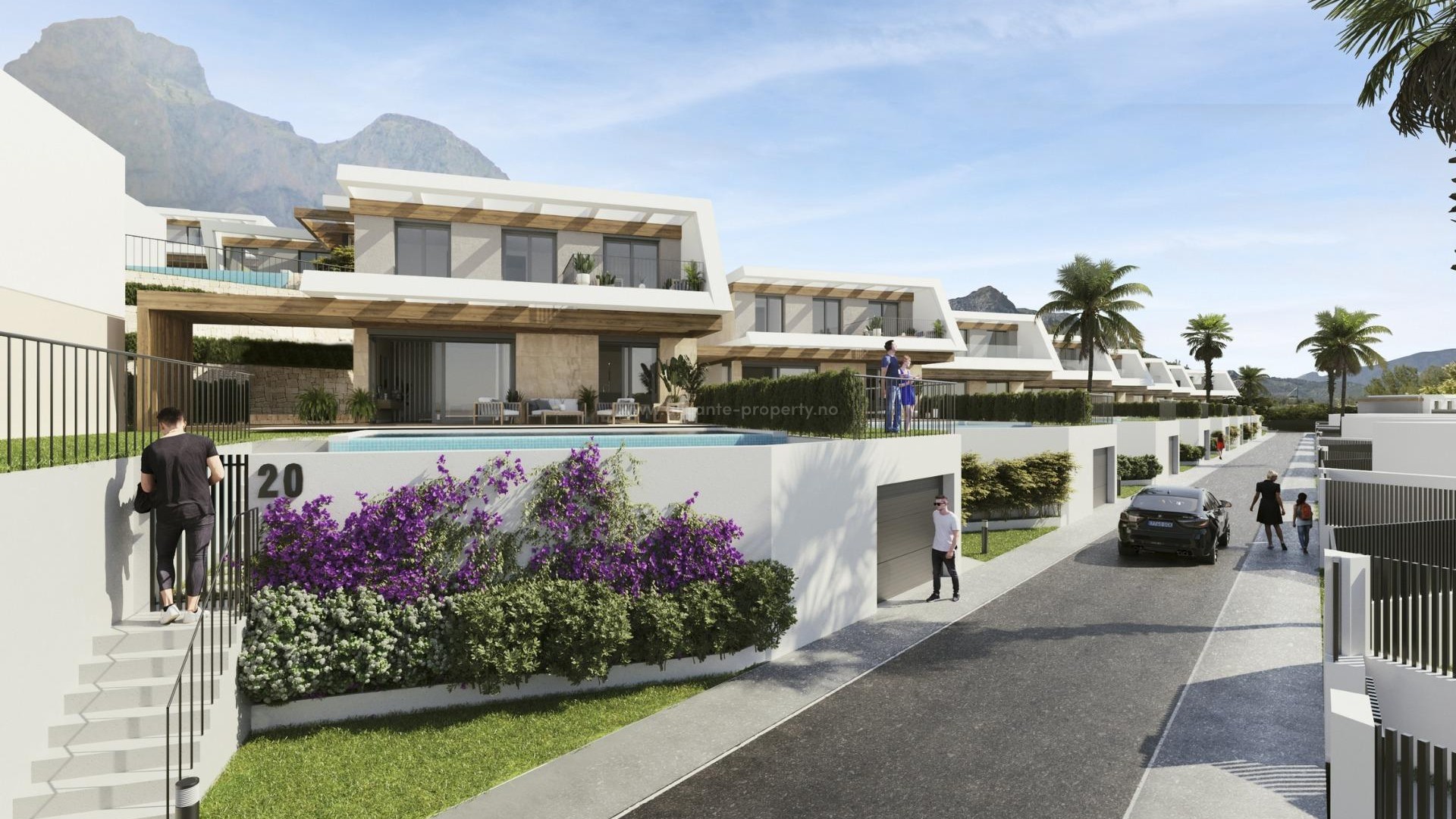 Villas/houses in Polop, Alicante-North, 2/3 bedrooms, 2 bathrooms, terraces with panoramic views, gardens, verandas and solarium in each house, possibility of pool